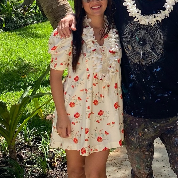 Free People Women's Adelle Floral Tunic Mini Cotton Blend Dress Sz S - Picture 1 of 7